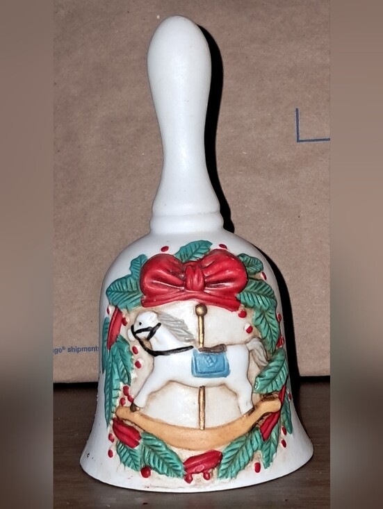 Other - Festive Carousel Horse Decorative Bell - White, Red, Green